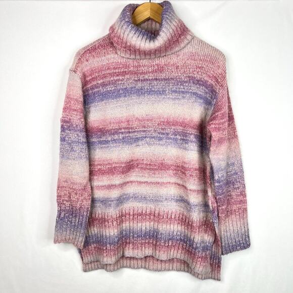 Style & Co Pink & Purple Chunky Knit Turtleneck Sweater Small - Picture 1 of 9